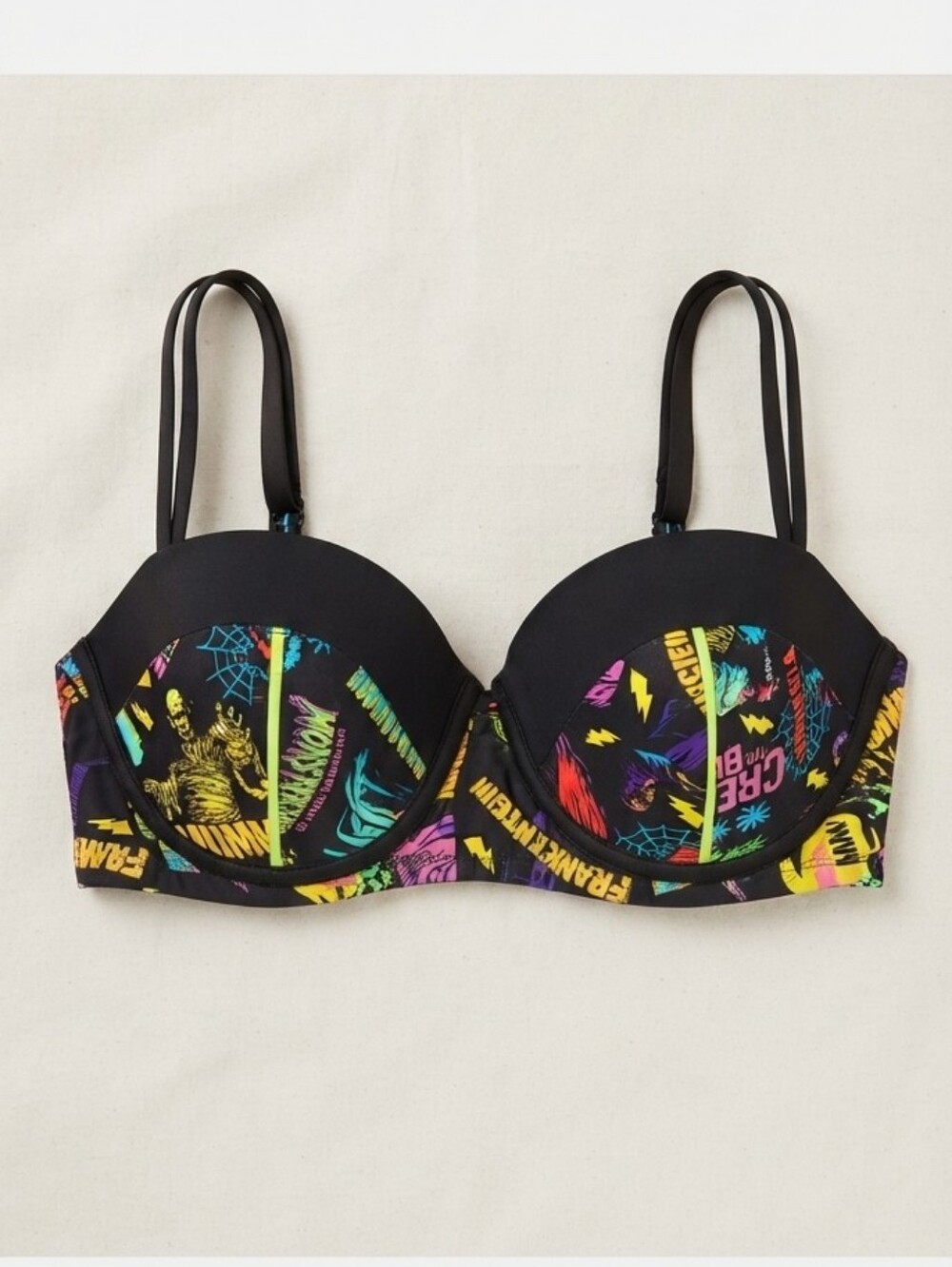 Black Classic Monsters Women's Bikini Top